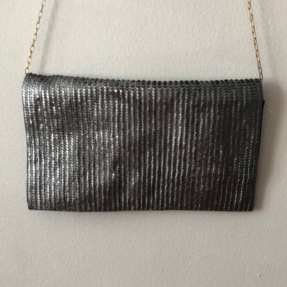 Metallic dark silver crossbody bag/clutch
